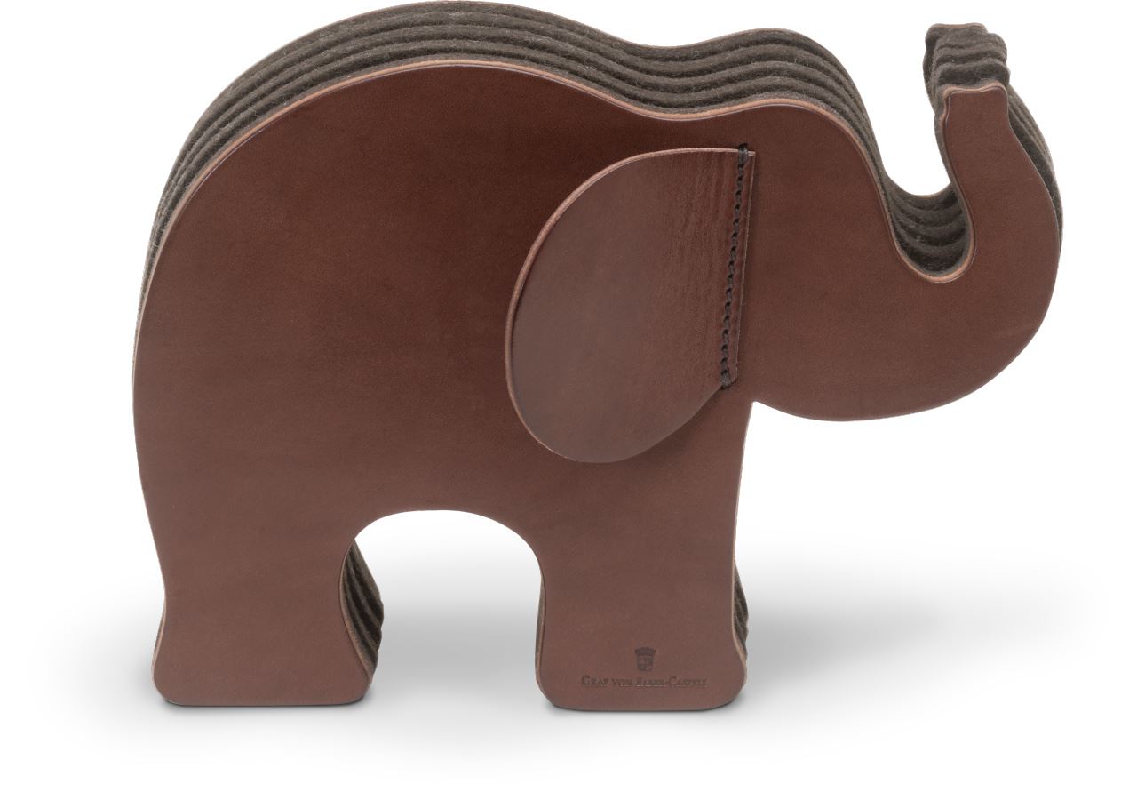 Graf-von-Faber-Castell - Elefante mediano, piel de becerro, marrón oscuro